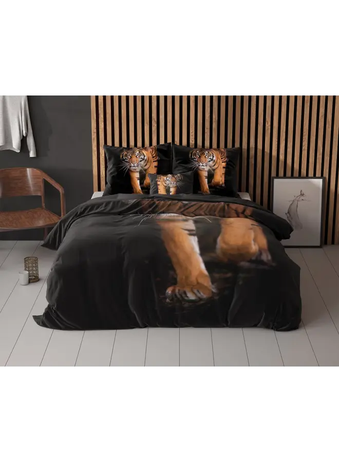 Sleeptime Dekbedovertrek Tiger Icon Zwart - Microvezel