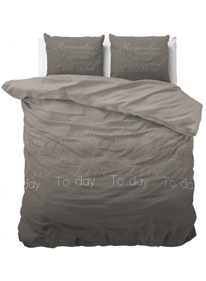 Sleeptime Dekbedovertrek Live Today Taupe - Blended Katoen