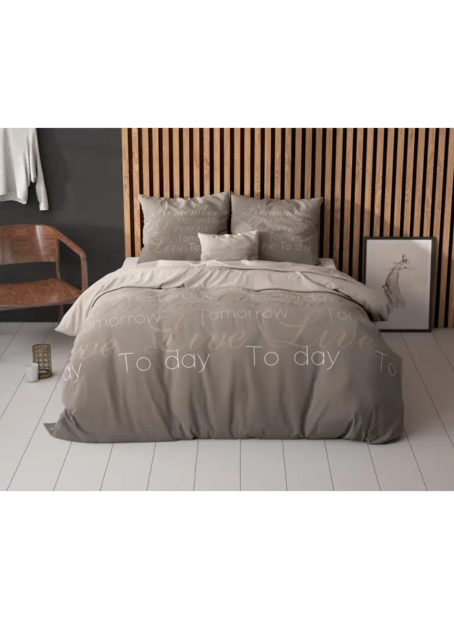 Sleeptime Dekbedovertrek Live Today Taupe - Blended Katoen