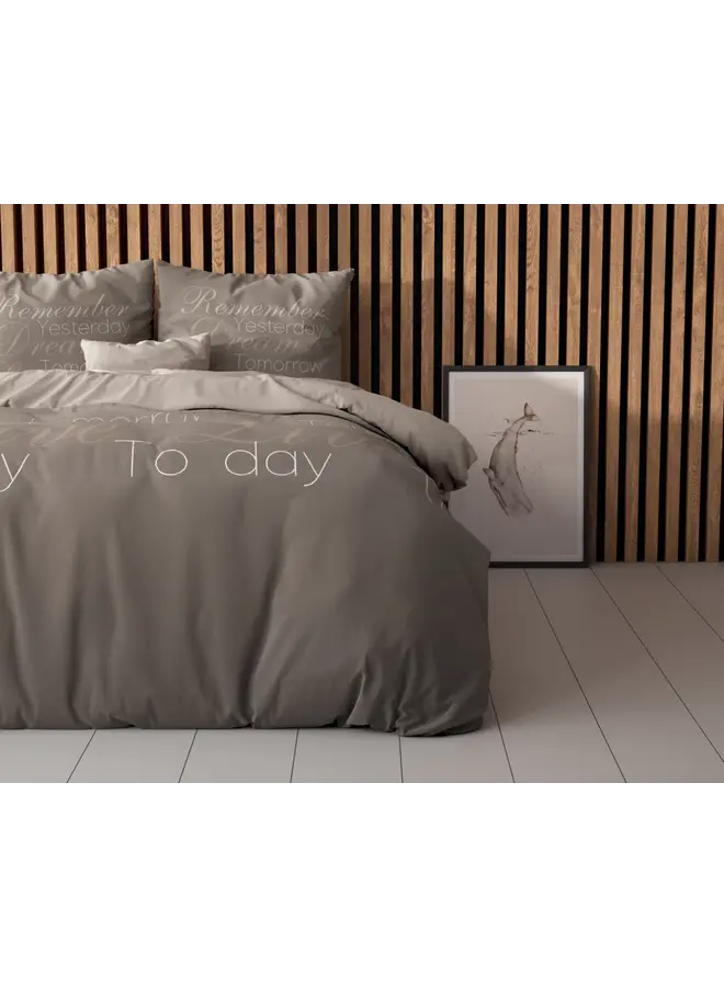 Sleeptime Dekbedovertrek Live Today Taupe - Blended Katoen