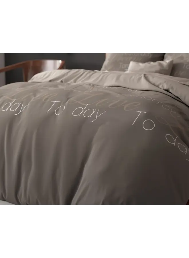 Sleeptime Dekbedovertrek Live Today Taupe - Blended Katoen