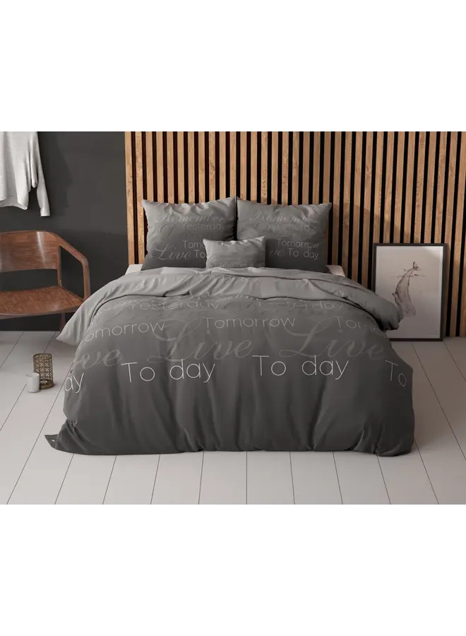 Sleeptime Dekbedovertrek Live Today Antraciet - Blended Katoen