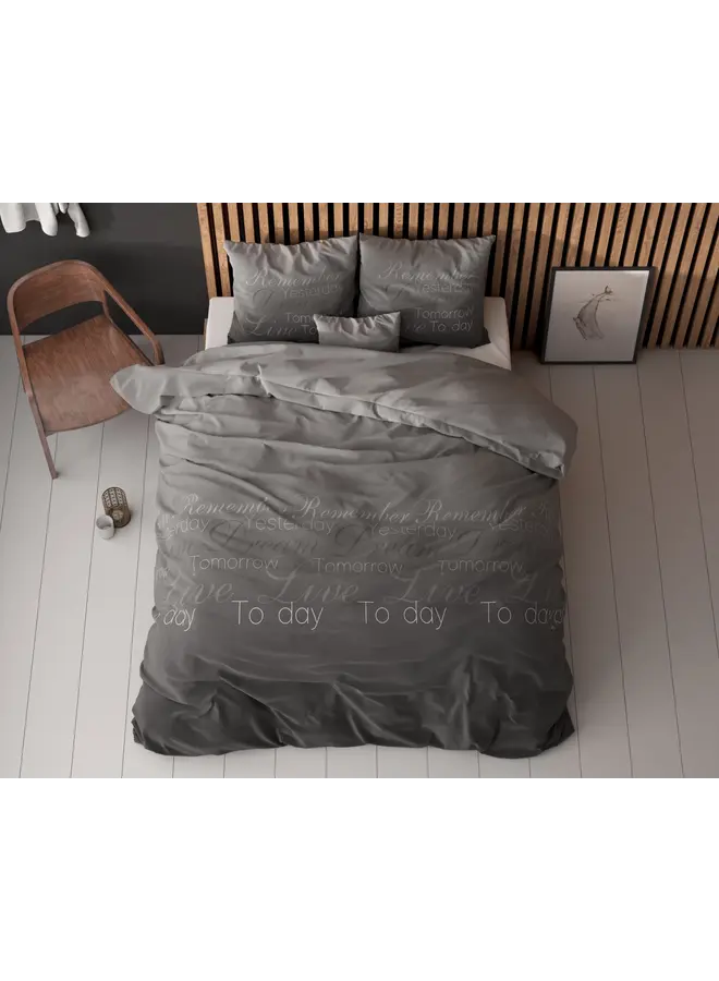 Sleeptime Dekbedovertrek Live Today Antraciet - Blended Katoen