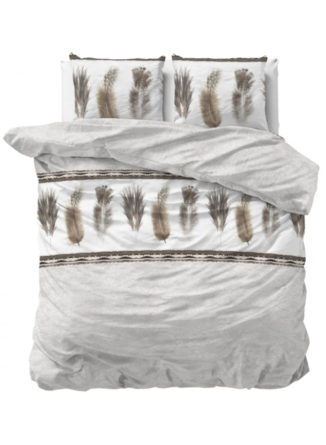Dekbedovertrek Feathers 3 Grijs - Blended Katoen PL2