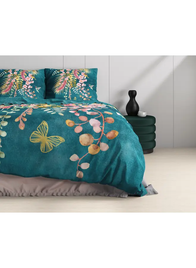 Dreamhouse Dekbedovertrek Kamala Botanisch Groen - Katoensatijn