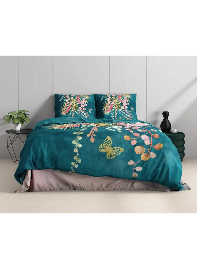 Dreamhouse Dekbedovertrek Kamala Botanisch Groen - Katoensatijn