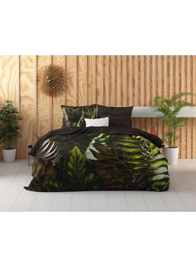 Dreamhouse Dekbedovertrek Jungle Art 2 Taupe - Katoensatijn