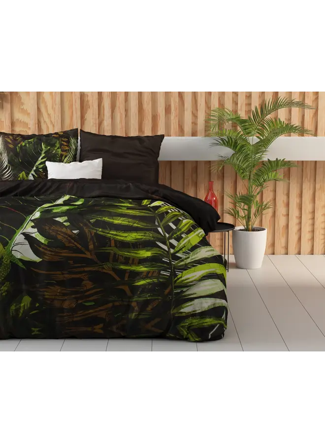 Dreamhouse Dekbedovertrek Jungle Art 2 Taupe - Katoensatijn