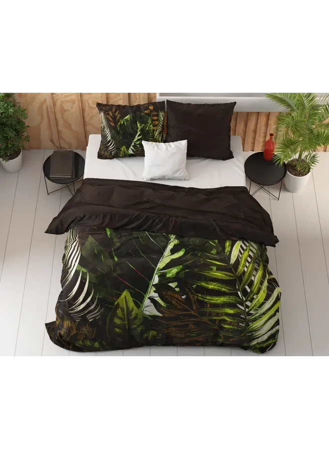 Dreamhouse Dekbedovertrek Jungle Art 2 Taupe - Katoensatijn