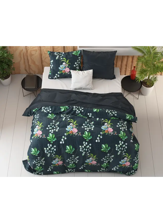 Dreamhouse Dekbedovertrek Nature Leaves Green - Katoensatijn