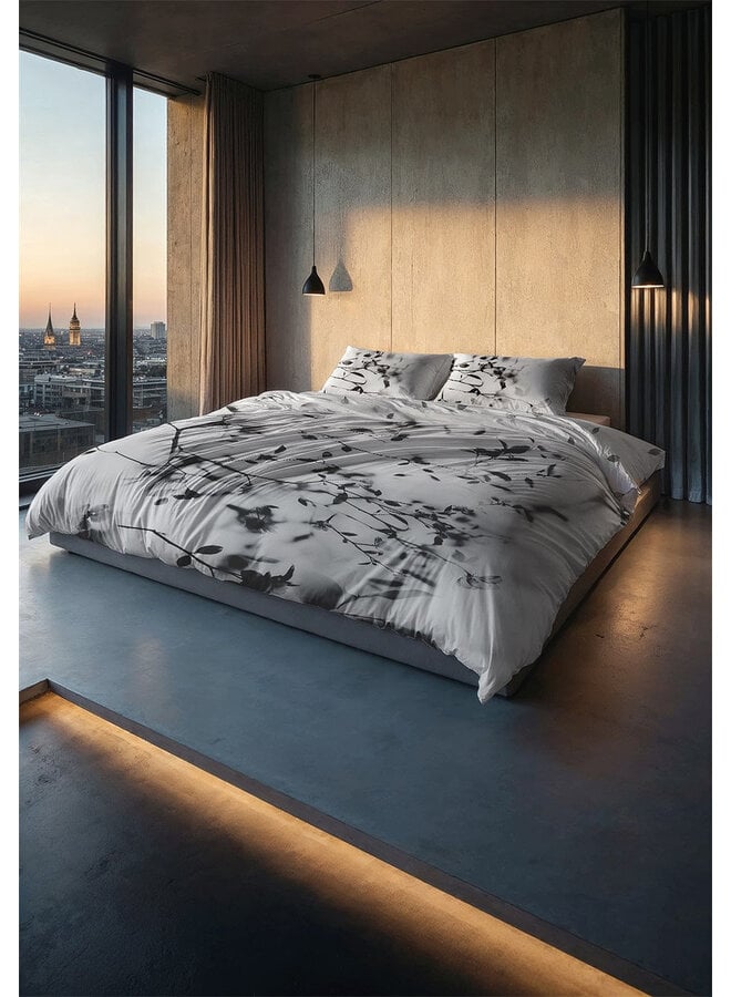 Heckett & Lane Dekbedovertrek Berta Grijs - Katoensatijn