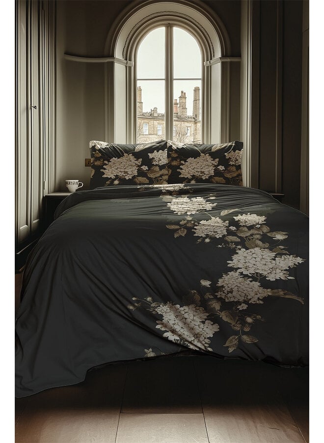 Heckett & Lane Dekbedovertrek Ivy Antraciet - Katoensatijn