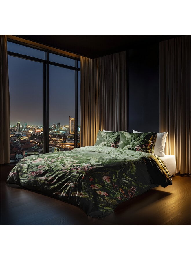 Heckett & Lane Dekbedovertrek Mai Groen - Katoensatijn