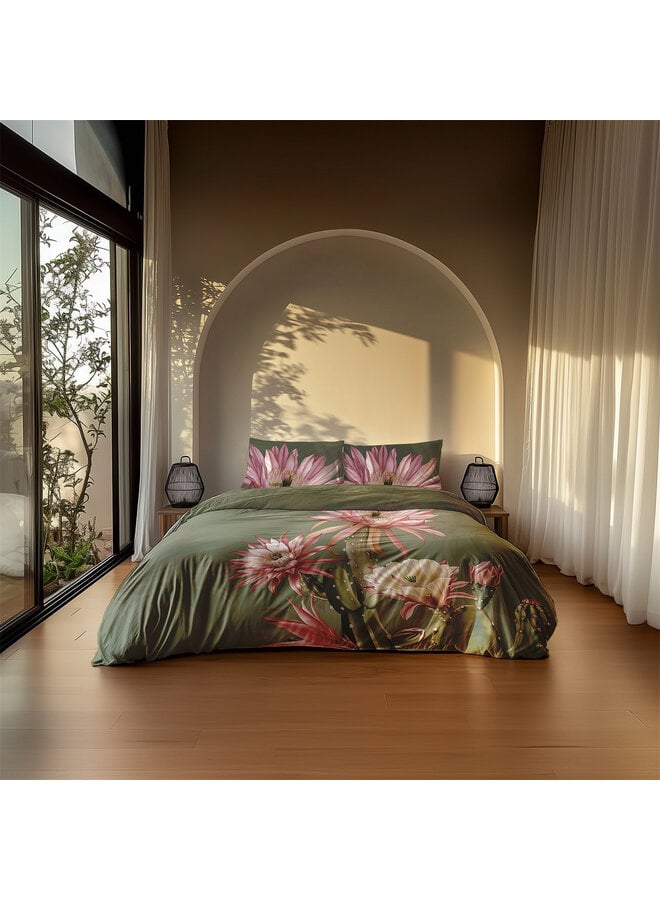 Heckett & Lane Dekbedovertrek Mesa Forest Green - Katoensatijn