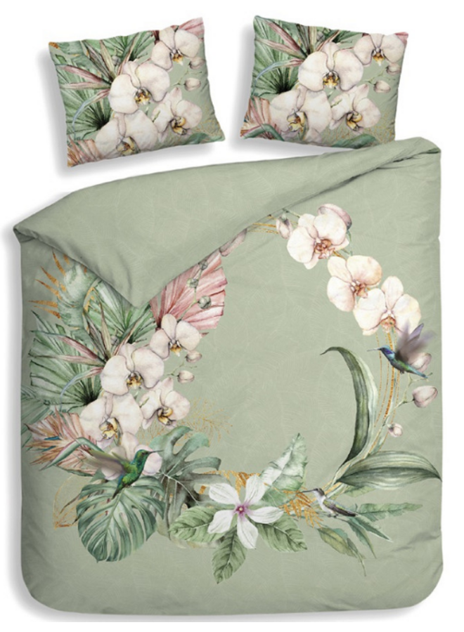 Heckett & Lane Dekbedovertrek Ana Groen - Katoensatijn