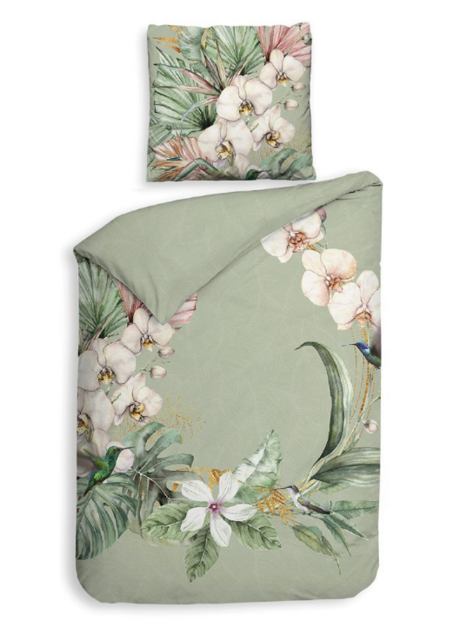 Heckett & Lane Dekbedovertrek Ana Groen - Katoensatijn
