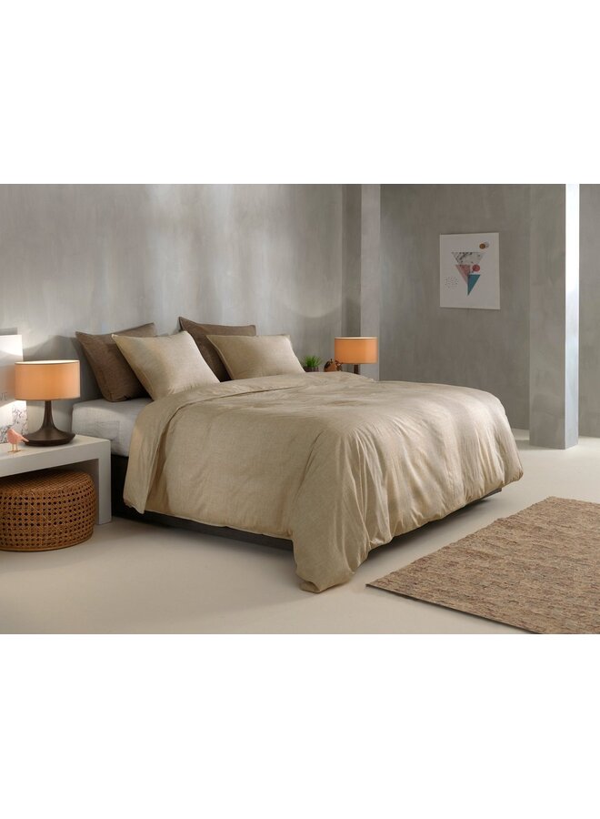 ZO! Home Dekbedovertrek Lino Tan Bruin - Katoen
