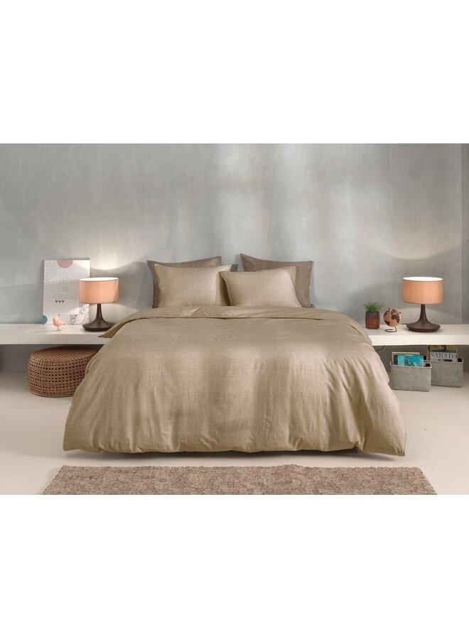 ZO! Home Dekbedovertrek Lino Tan Bruin - Katoen