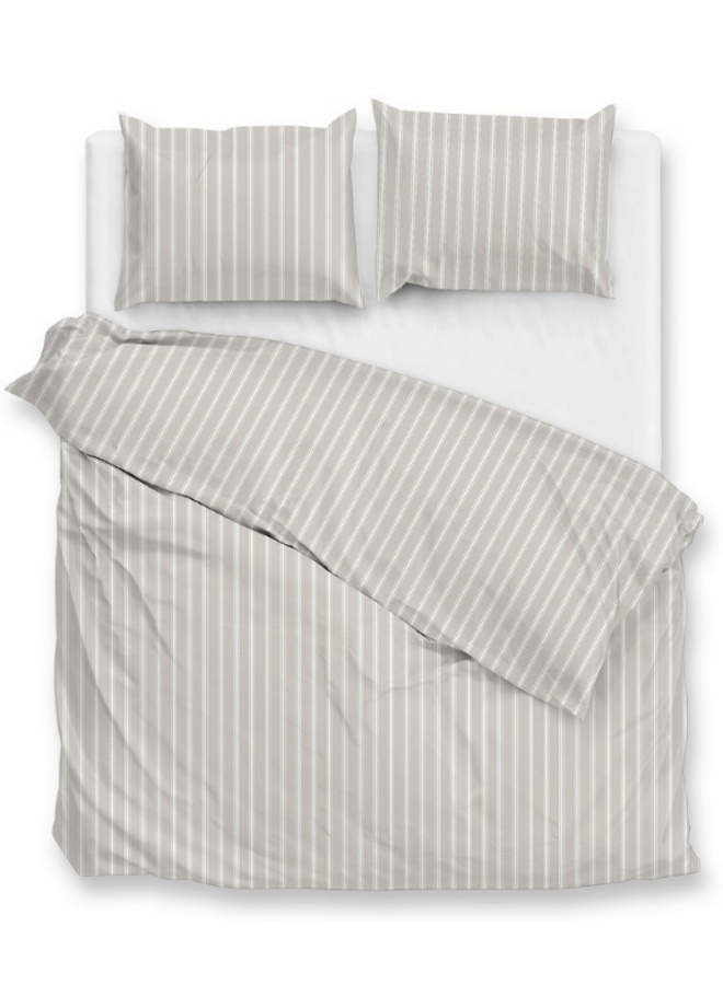 ZO! Home Dekbedovertrek Righe di Percalle Light Taupe -  Percale Katoen
