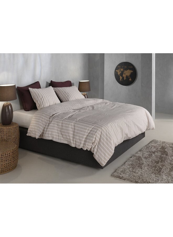 ZO! Home Dekbedovertrek Righe di Percalle Light Taupe -  Percale Katoen