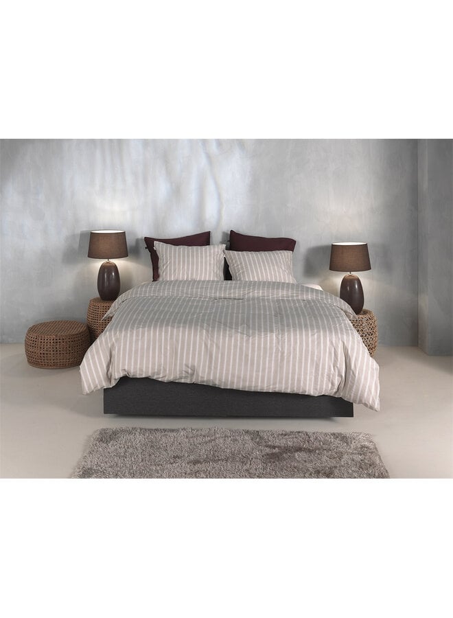 ZO! Home Dekbedovertrek Righe di Percalle Light Taupe -  Percale Katoen
