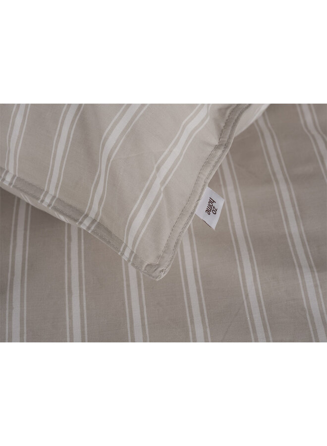 ZO! Home Dekbedovertrek Righe di Percalle Light Taupe -  Percale Katoen