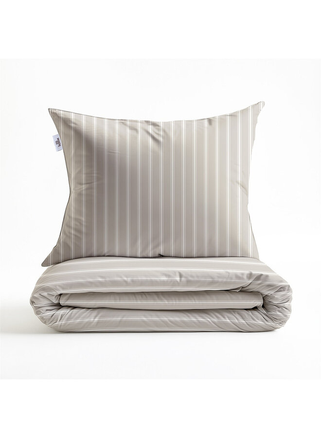 ZO! Home Dekbedovertrek Righe di Percalle Taupe - Percale Katoen