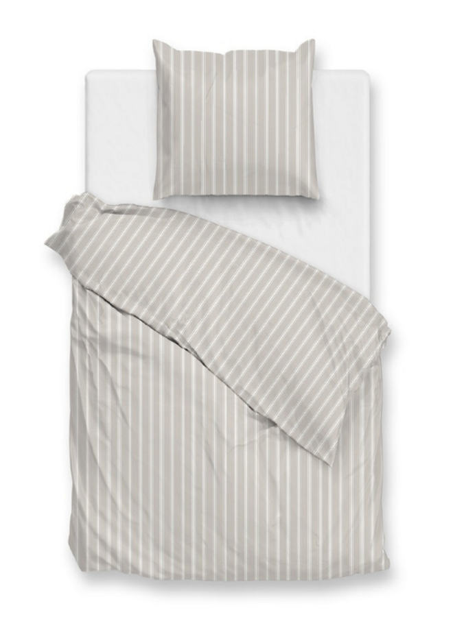 ZO! Home Dekbedovertrek Righe di Percalle Light Taupe -  Percale Katoen