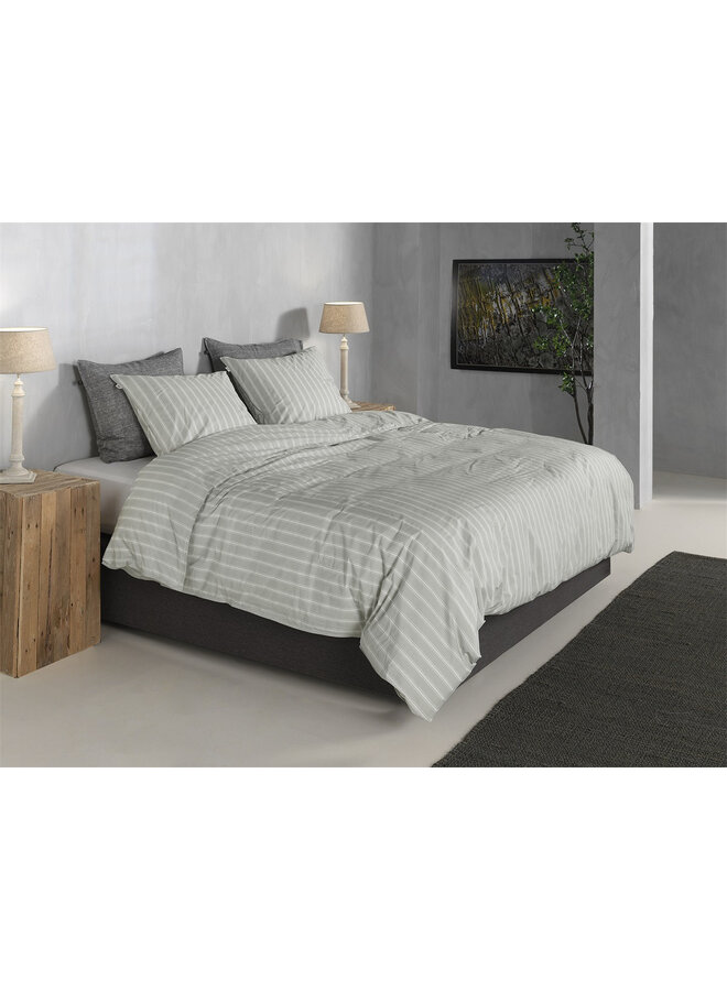 ZO! Home Dekbedovertrek Righe di Percalle Grijs -  Percale Katoen