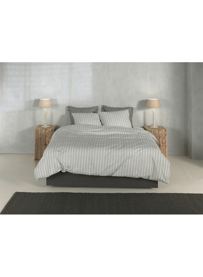 ZO! Home Dekbedovertrek Righe di Percalle Grijs -  Percale Katoen