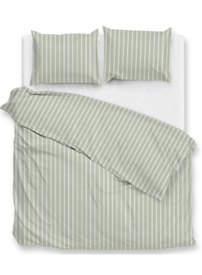 Dekbedovertrek Righe di Percalle Smokey Green - Percale Katoen