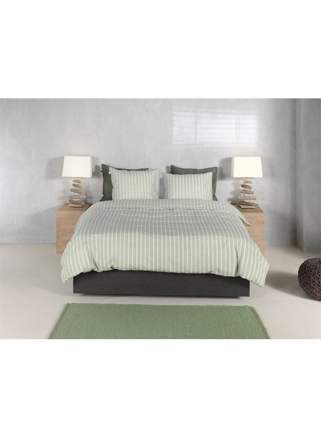 ZO! Home Dekbedovertrek Righe di Percalle Smokey Green - Percale Katoen