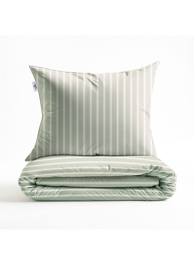 ZO! Home Dekbedovertrek Righe di Percalle Smokey Green - Percale Katoen