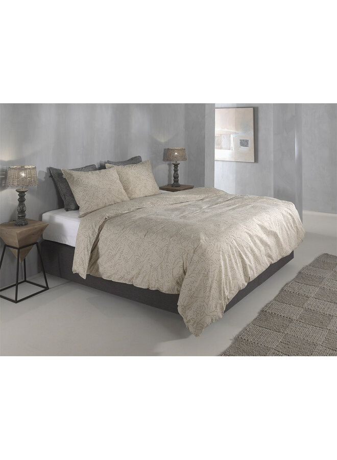 ZO! Home Dekbedovertrek Floreala Cool Beige - Percale Katoen