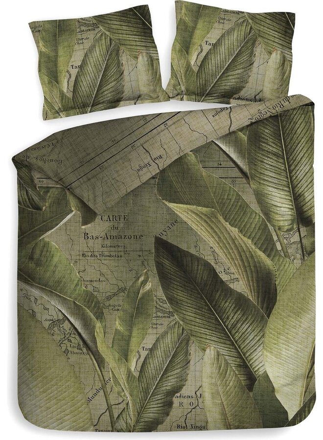Heckett & Lane Dekbedovertrek Bruna Groen - Twill Katoen