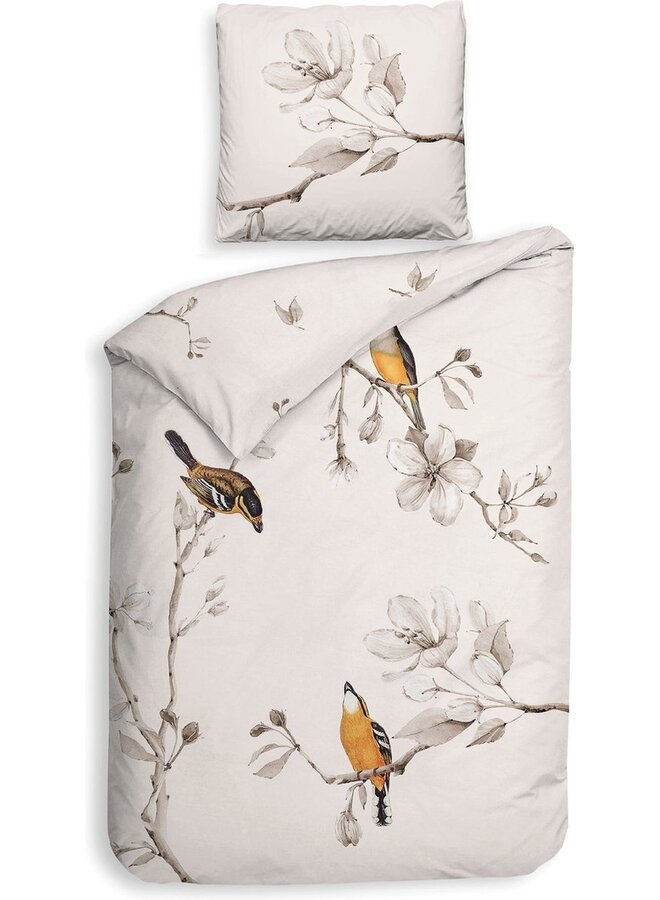 Heckett & Lane Dekbedovertrek Birdi Creme - Twill Katoen