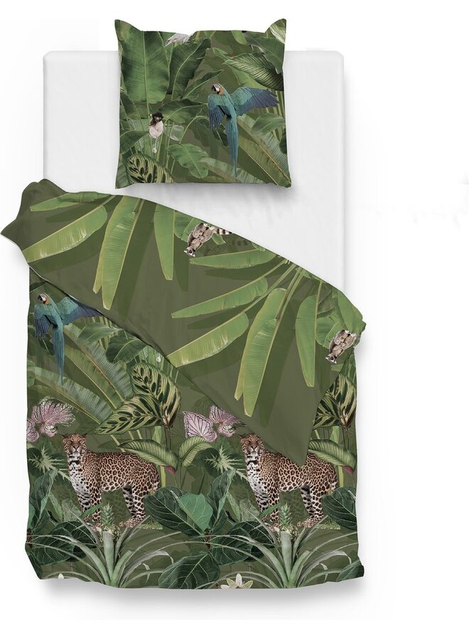 ZO! Home Dekbedovertrek Raif Groen -  Katoensatijn