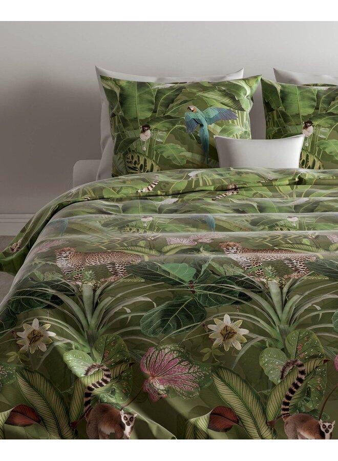 ZO! Home Dekbedovertrek Raif Groen -  Katoensatijn