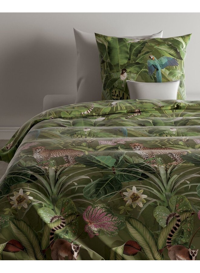 ZO! Home Dekbedovertrek Raif Groen -  Katoensatijn