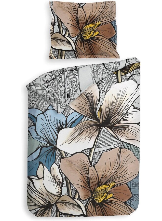 Heckett & Lane Dekbedovertrek Hudson Grijs - Twill Katoen