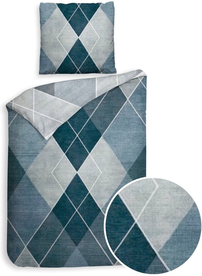 Heckett & Lane Dekbedovertrek Danny Blauw - Twill Katoen