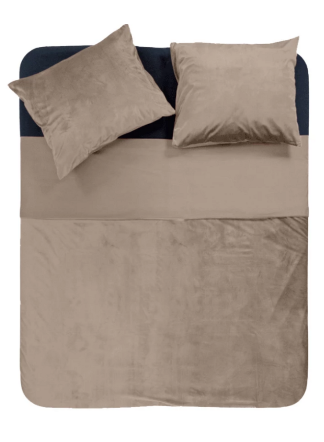 Dekbedovertrek Uni Piping Taupe/Grijs - Velvet
