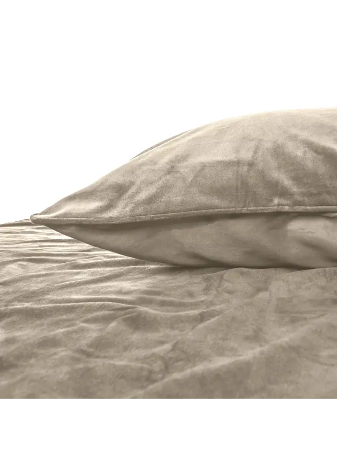Sleeptime Dekbedovertrek Velvet Piping Taupe/Grijs - Velvet