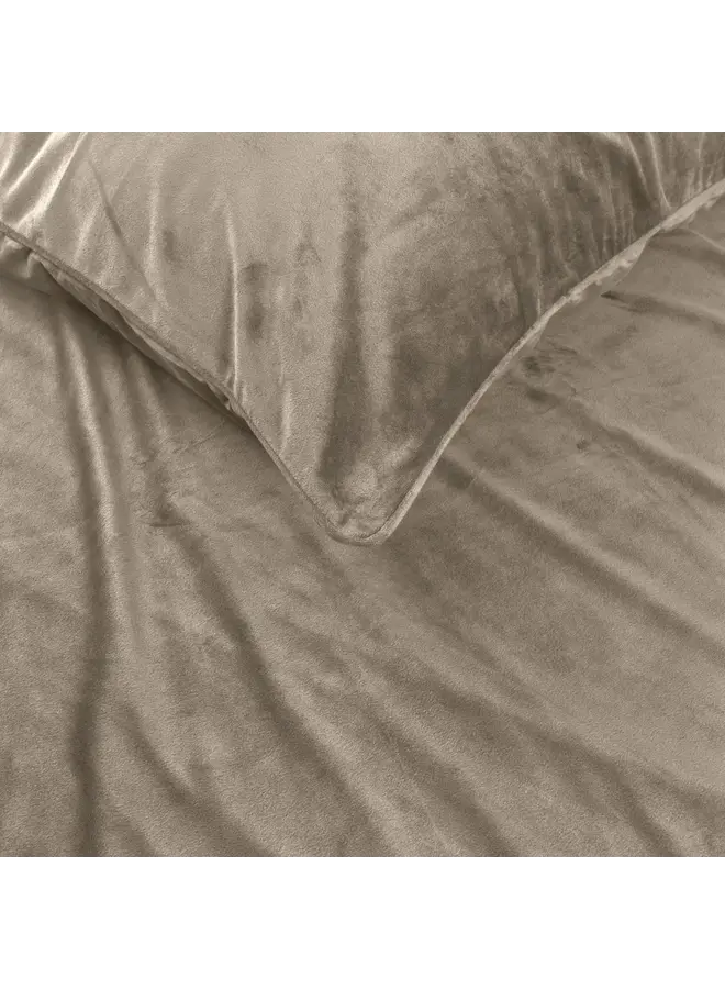 Sleeptime Dekbedovertrek Uni Piping Taupe/Grijs - Velvet