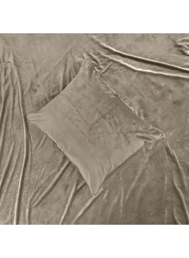 Sleeptime Dekbedovertrek Uni Piping Taupe/Grijs - Velvet