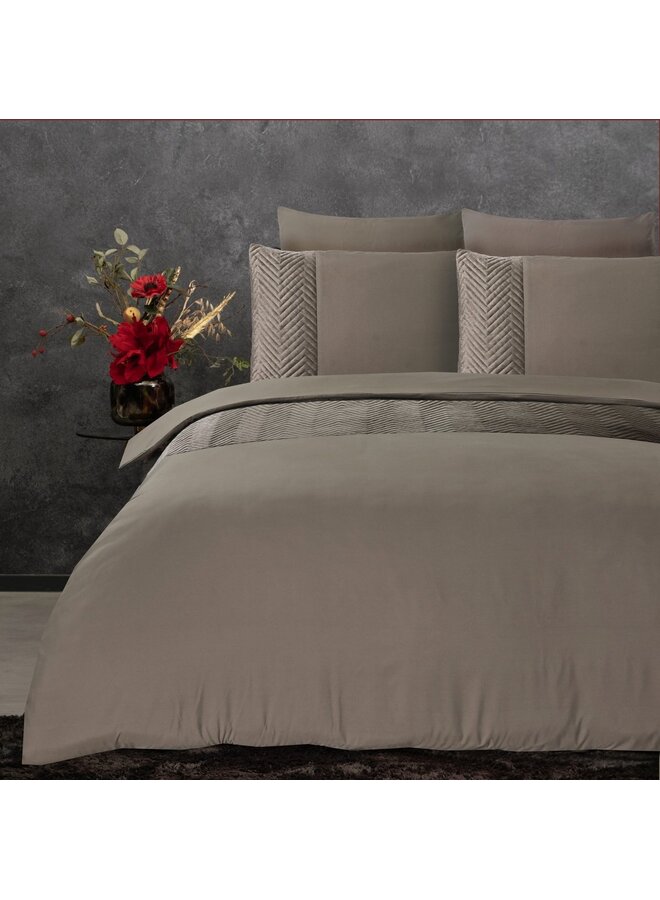 Sleeptime Dekbedovertrek Velvet Crossline Taupe - Microvezel