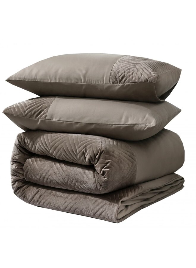 Sleeptime Dekbedovertrek Velvet Crossline Taupe - Microvezel