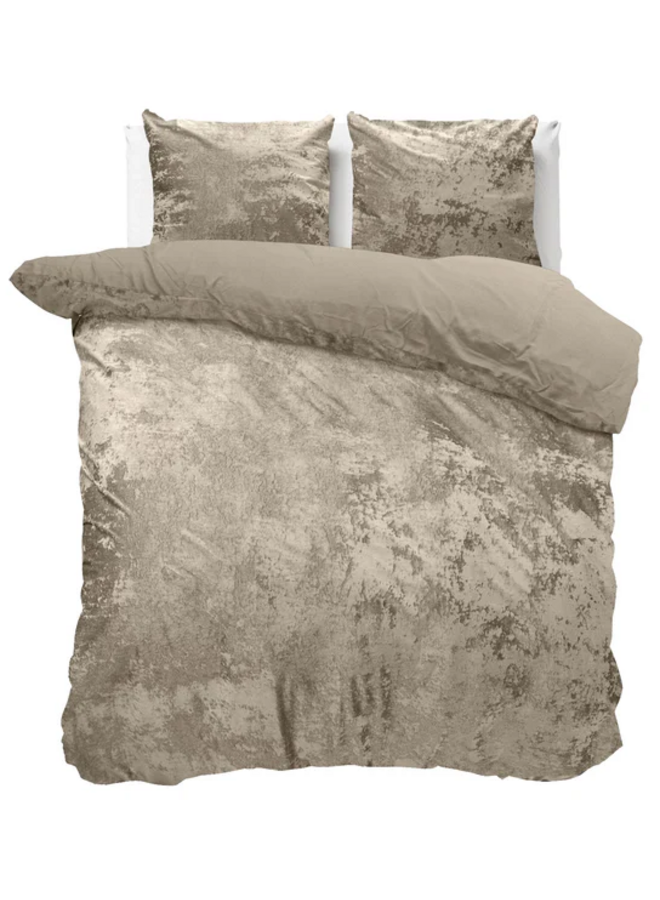 Dekbedovertrek Crushed Taupe/Grijs- Velvet PL2