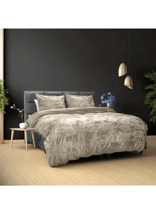 Sleeptime Dekbedovertrek Crushed Taupe/Grijs- Velvet