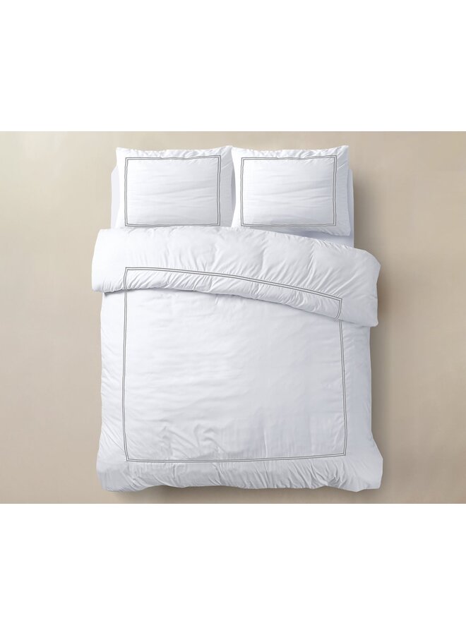 Dekbedovertrek Brata Wit/Grijs - Percale Katoen PL1